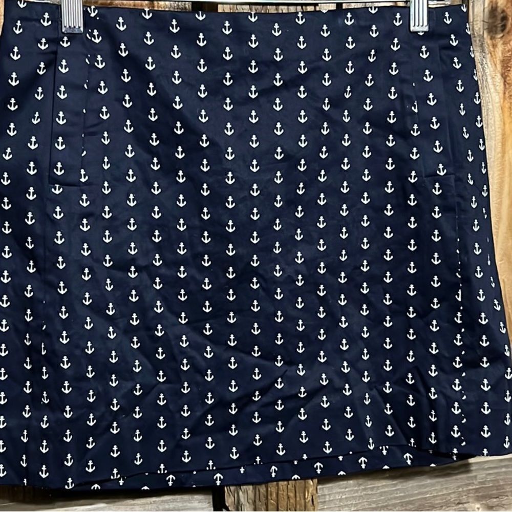 J. Crew skirt cotton blend pockets navy white anchors 6 FIRM on PRICE